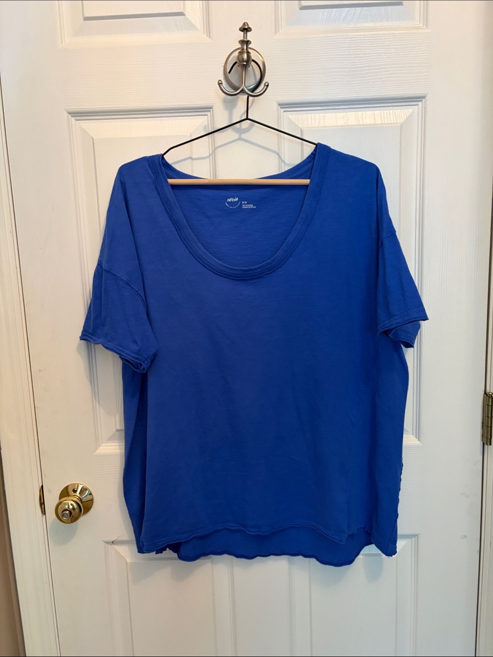 Aerie Scoop Neck Short Sleeve Tee in Blue